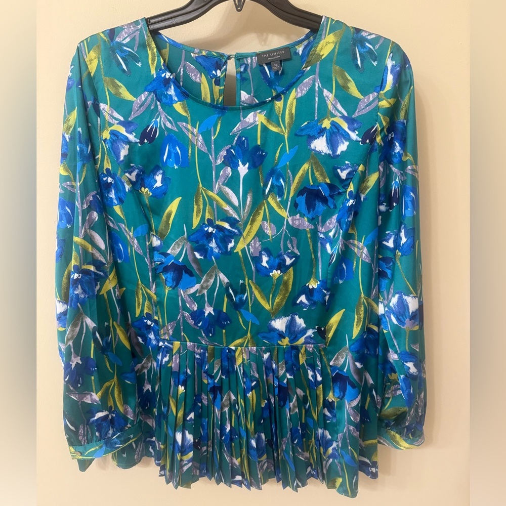 Ann Taylor Blue and Green Floral Blouse